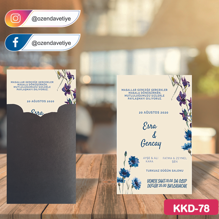 ozen-davetiye-Düğün Davetiyesi-Kahverengi Kraft Zarflı Davetiye Model No:78